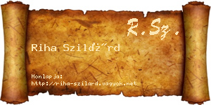 Riha Szilárd névjegykártya